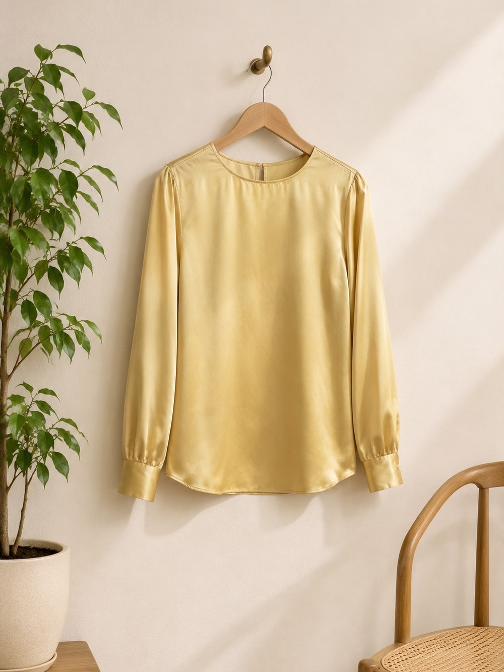 Vintage Jaeger Gold‎ Silk Blouse Sz Small Designer Quiet Luxury Western Rodeo